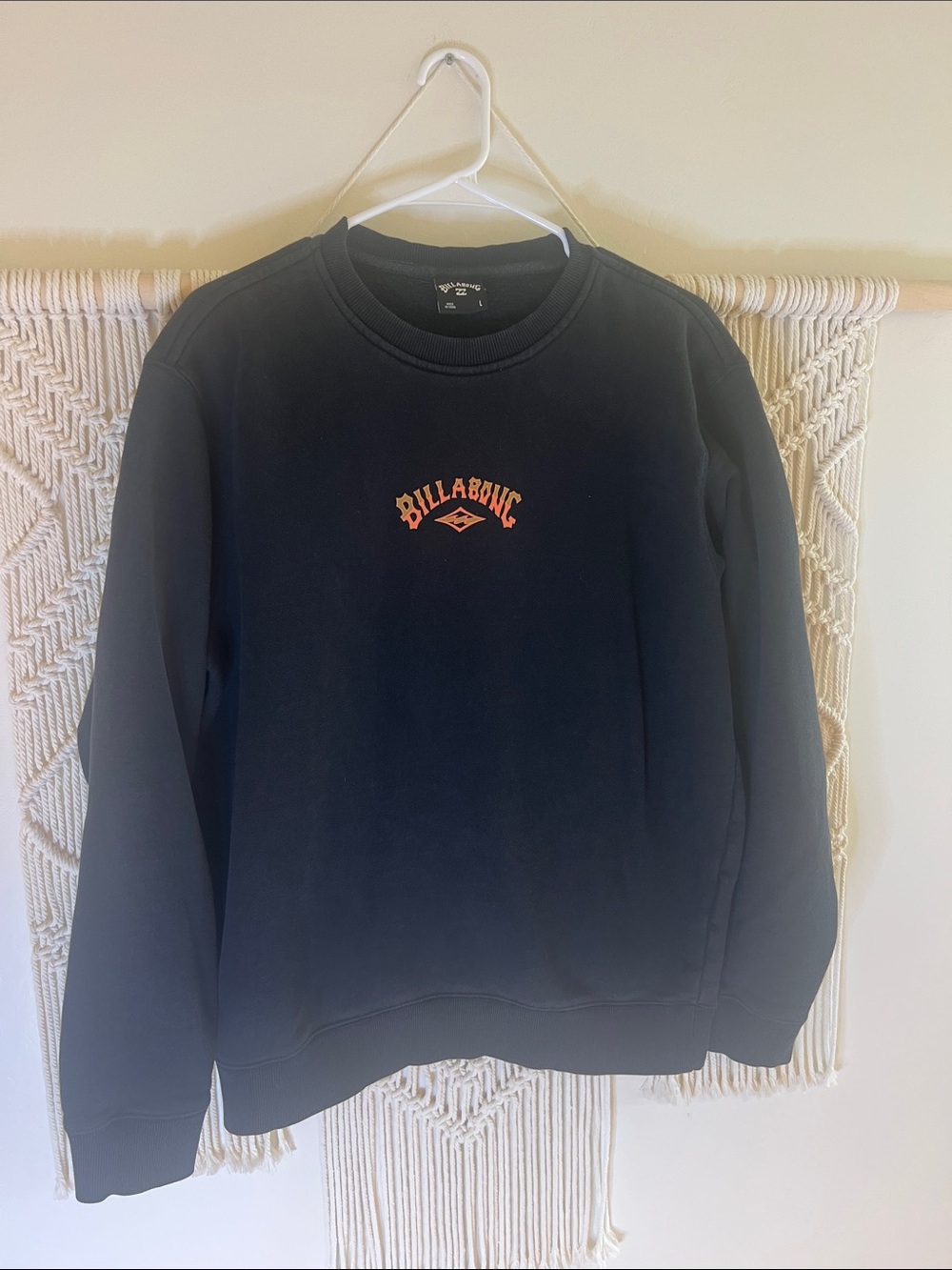 Billabong Black Crewneck Sweatshirt with Orange Logo